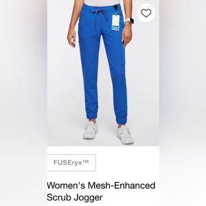 Jaanuu Mesh-Enhanced jogger scrub bottoms in Royal Blue